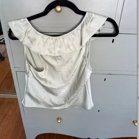 NWT Wilfred Tonka Satin Blouse Satin sleeveless V-neck ruffled blou - Picture 4 of 4